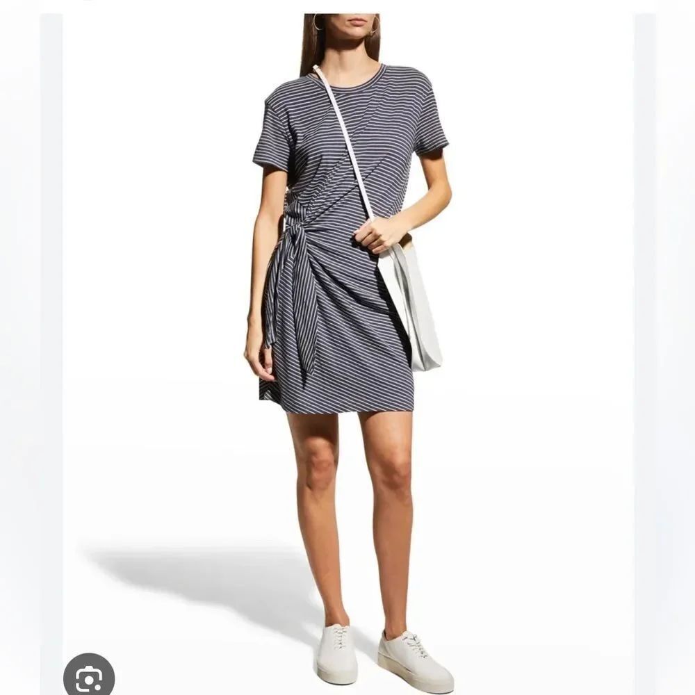 VINCE Classic stripe Side Tie T Shirt Dress